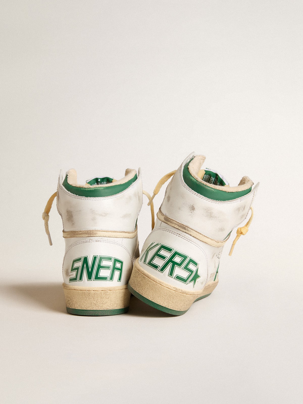 Mid Star Uomo in pelle bianca con stella in pelle verde