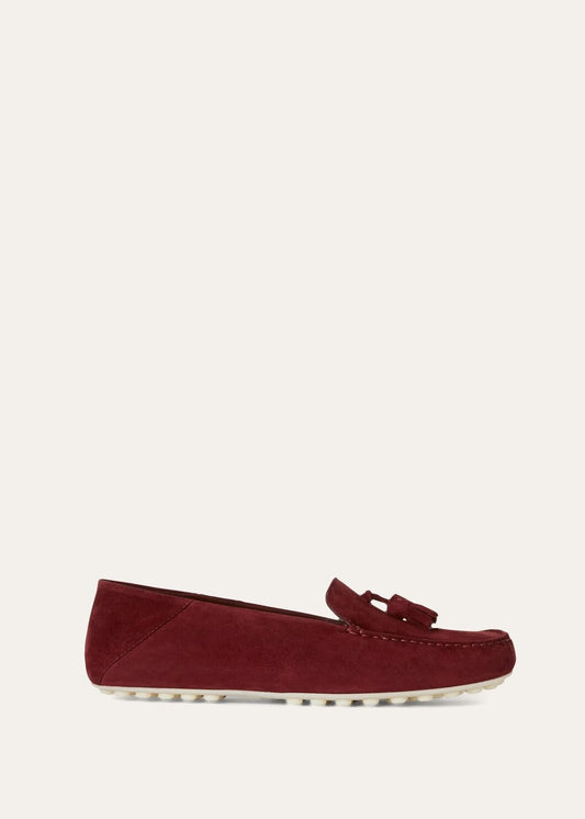 Mocassini Dot Sole Walk in Suède Bordeaux Donna