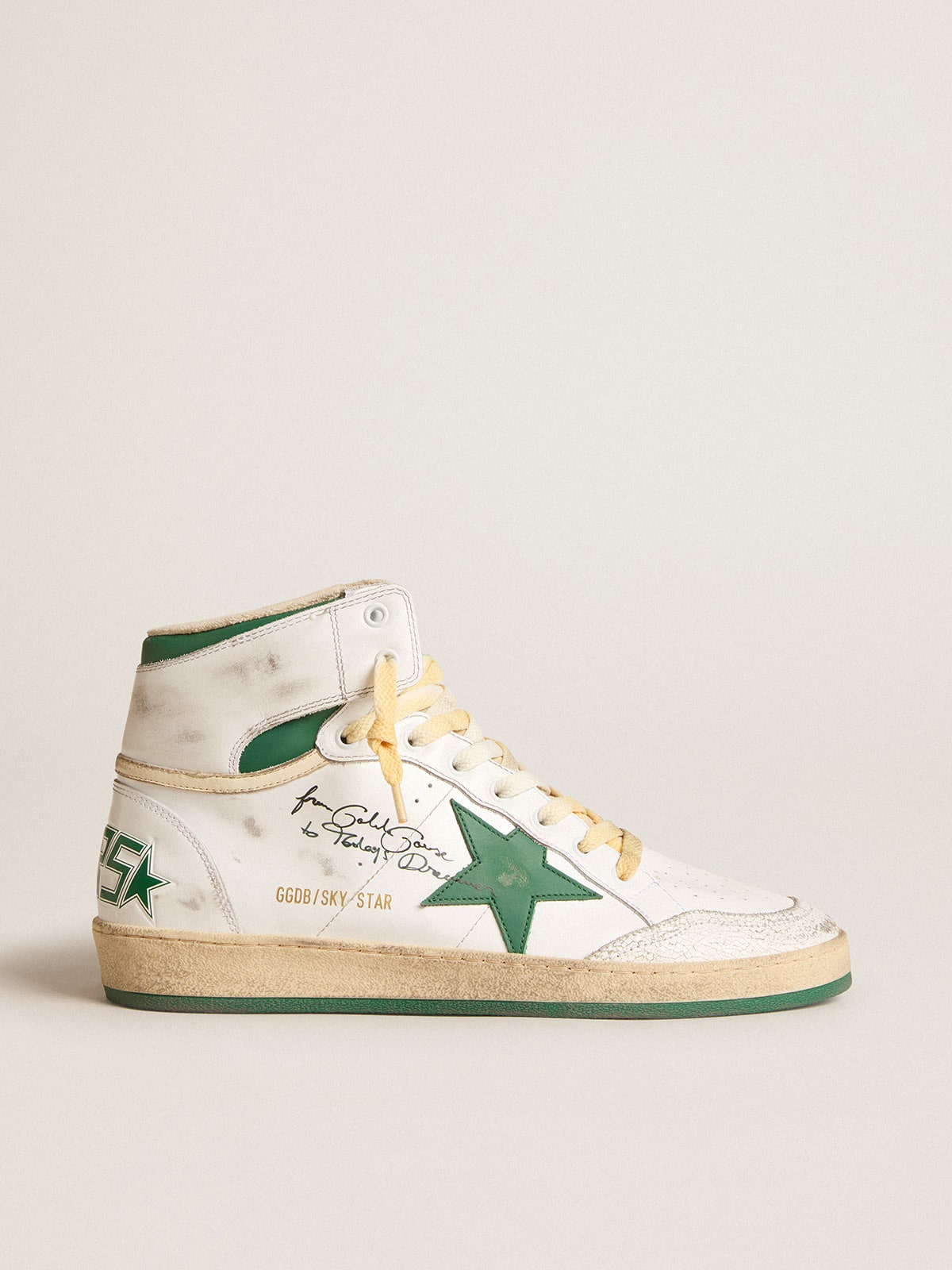 Mid Star Uomo in pelle bianca con stella in pelle verde